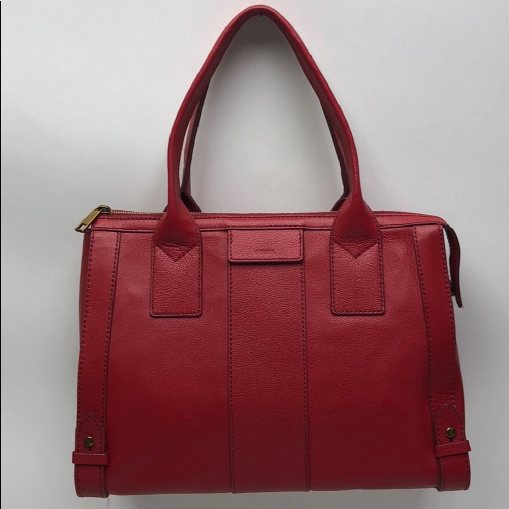 Fossil Crimson Shoulder Bag Satchel Leather New
